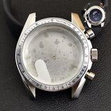 40mm Speedmaster Watch Case Stainless Steel  For VK63 VK64 Chronograph Quartz Movement Mineral Moon Foorprint Sterile Caseback