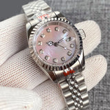 26mm Lady Watch Dress Silver Rose Gold Fluted Bezel  Pink MOP Diamond Dial Sapphire NH05 Automatic movement Watches for Women