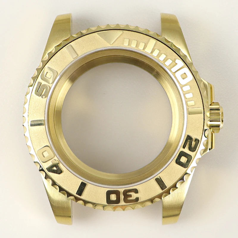 40MM PVD Gold Submariner Watch Case  GMT Yacht Master Polish Strap Sapphire Glass For NH35 NH36 NH34 NH38 Miyota 8215 Eta 2824 GMT SUB Yacht 20ATM waterproof