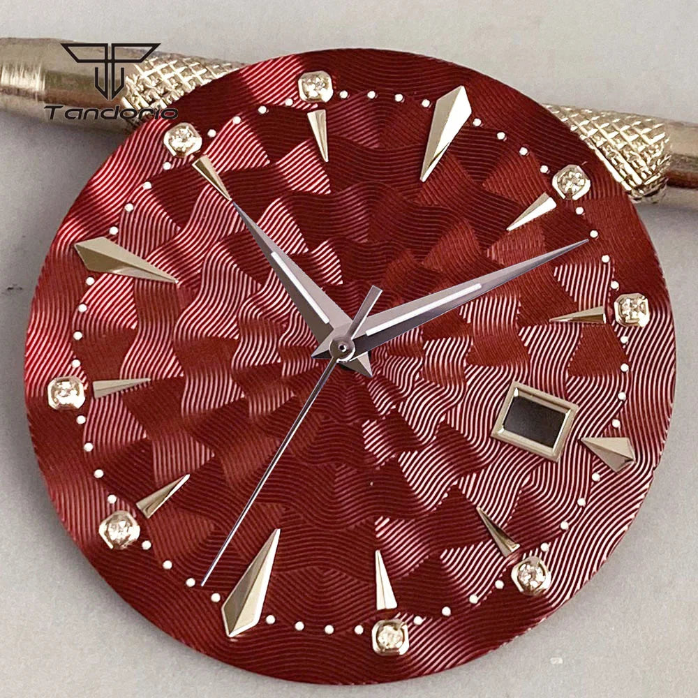 35mm Watch Dial Multicolor Texture Face Date Window Fit NH35 Automatic Watches Sword Hands Set Wristwatch Accessories Mod Parts