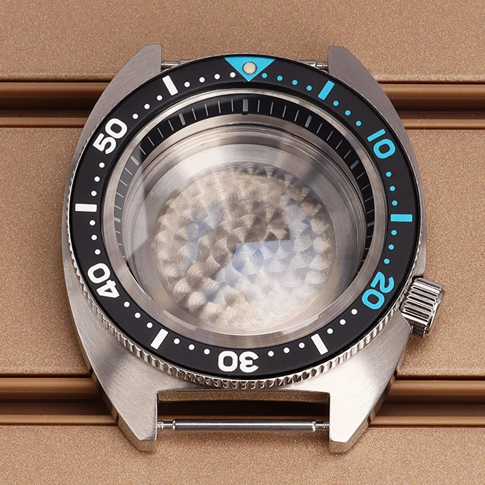 41mm Mod Turtle Watch Case Sapphire Glass Waterproof For Abalone/tuna mouth Captain Willard TMI NH35 NH36 NH38 4R Movement Stainless Steel Watch Accessories