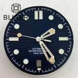 31mm seamaster Wave Watch Dial Hand Set 6 O'clock Date Window Black White Blue Green Fit NH35 Movement Luminus