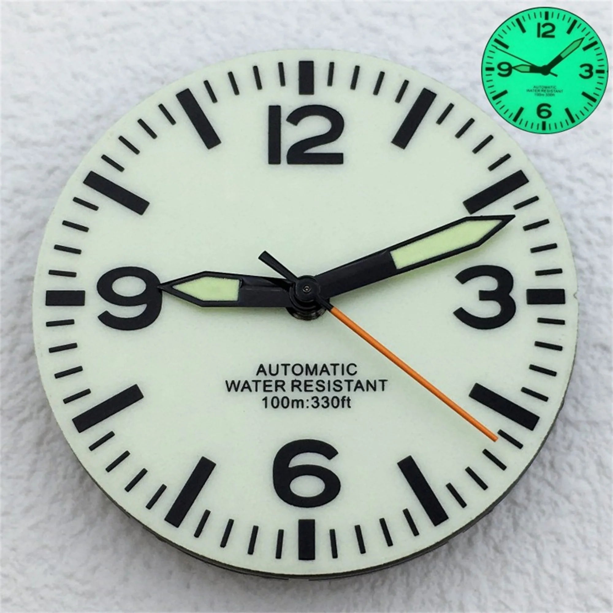 Full Luminous Dial 29mm dial Black White Dial With Hands Fit NH34 NH35 NH36 Movement Green Luminous Watch parts