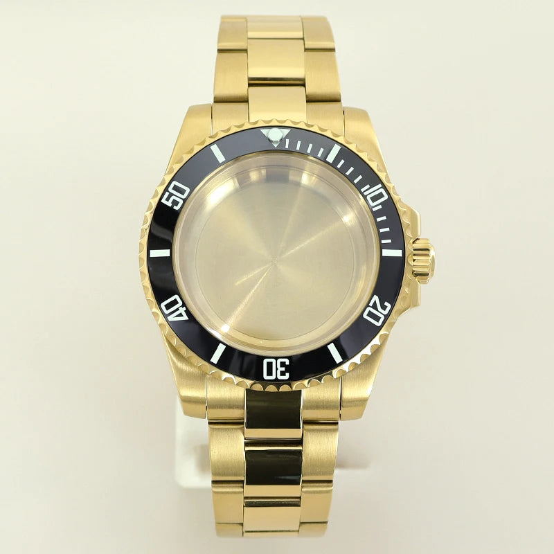 40MM PVD Gold Submariner Watch Case  GMT Yacht Master Polish Strap Sapphire Glass For NH35 NH36 NH34 NH38 Miyota 8215 Eta 2824 GMT SUB Yacht 20ATM waterproof