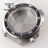 44mm Captain Willard Watch Case Stainless Steel Brushed Turtle Abalone 6105 Watch Case  20BAR Sapphire Glass Ceramic Rotating Bezel Fit NH34 NH35 NH36 ETA2824 PT5000 Movt