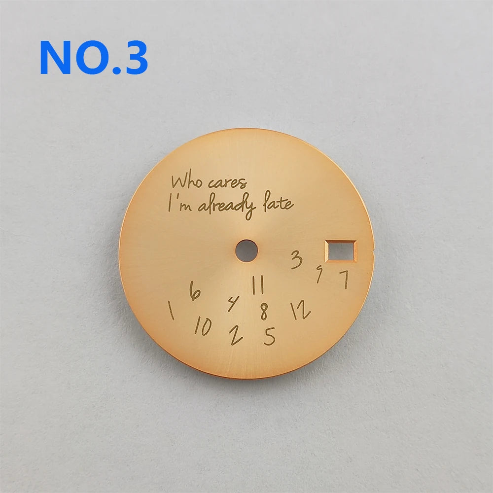Who Cares Watch Dial 28.5mm nh35 Dial Who cares im already late Dial Watch Face gold text For NH35/NH36 Movement Watch Accessories