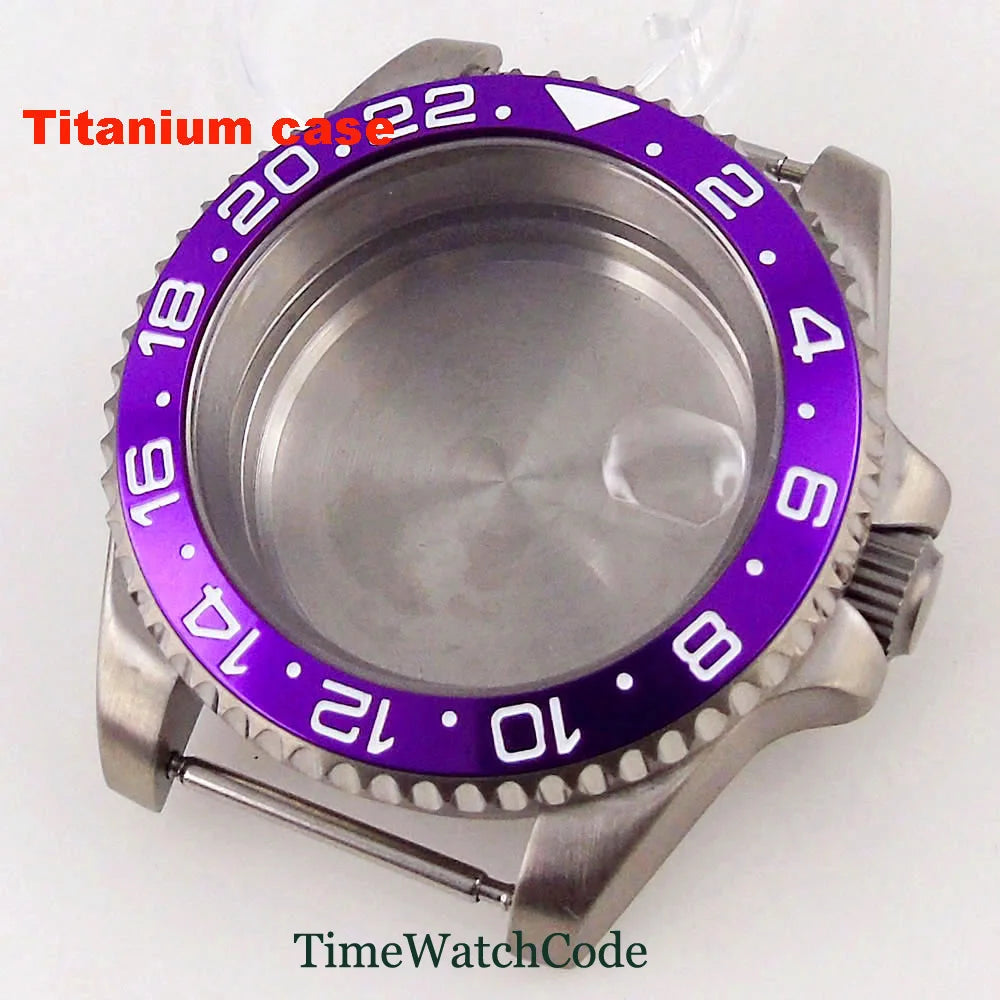 Titanium Watch Case 40mm Sub Diver  200m Waterproof Fit for NH35 NH36 ETA2824 PT5000 Antiallergry Sapphire Crystal Screw-in Crown