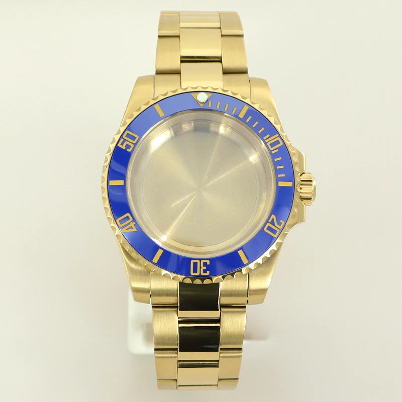 40MM PVD Gold Submariner Watch Case  GMT Yacht Master Polish Strap Sapphire Glass For NH35 NH36 NH34 NH38 Miyota 8215 Eta 2824 GMT SUB Yacht 20ATM waterproof