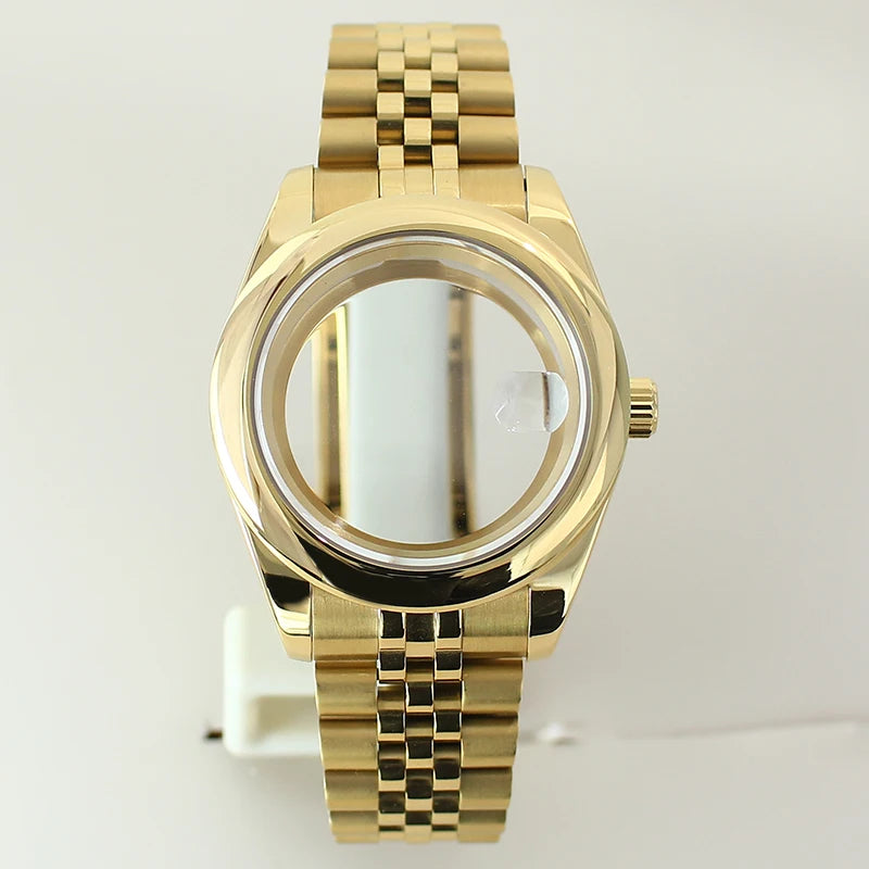 Two Tone Round Edge Watch Case 39mm 36mm Sapphire Crystal Glass For Seiko NH35 NH36 NH38 NH34 Miyota 8215 Movement Presidential Bracelet