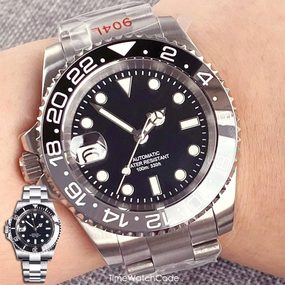 40mm Left-Handed Submariner Mod watch Tandorio TD218A NH35 Movt Lefty Diver 20BAR Glide Lock Sapphire