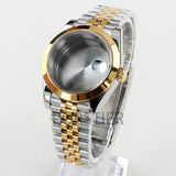 Smooth Bezel Two Tone Gold 36/39mm NH35 Watch Case 20mm Solid 316L Stainless Steel Jubilee/Oyster Strap for Datejust NH35 NH36 Movement 28.5mm Dial 10bar