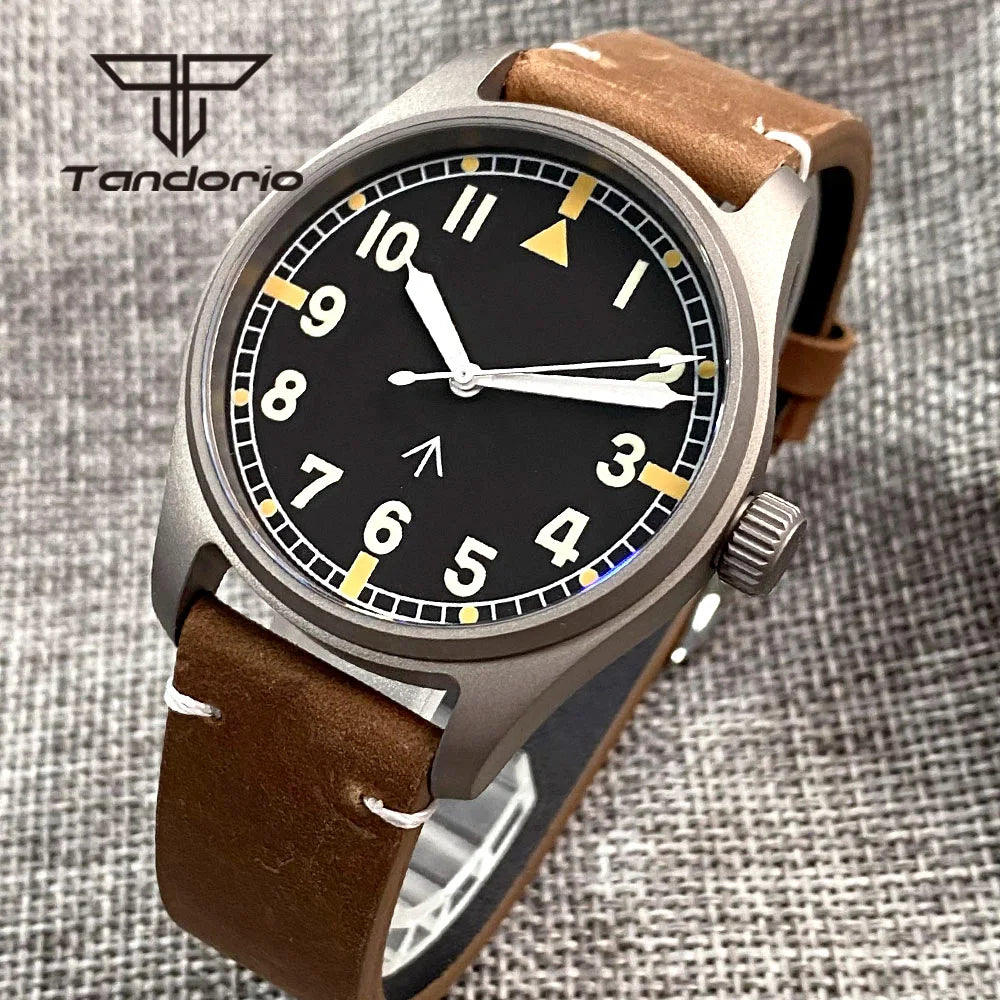 Tandorio Titanium Watch TD141 NH35A 39mm 20bar Pilot Watch Sapphire