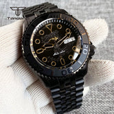 Tandorio TD265B Yacht Master Pvd Black Domed Sapphire NH36 41mm Diver Dragon Pattern 20BAR