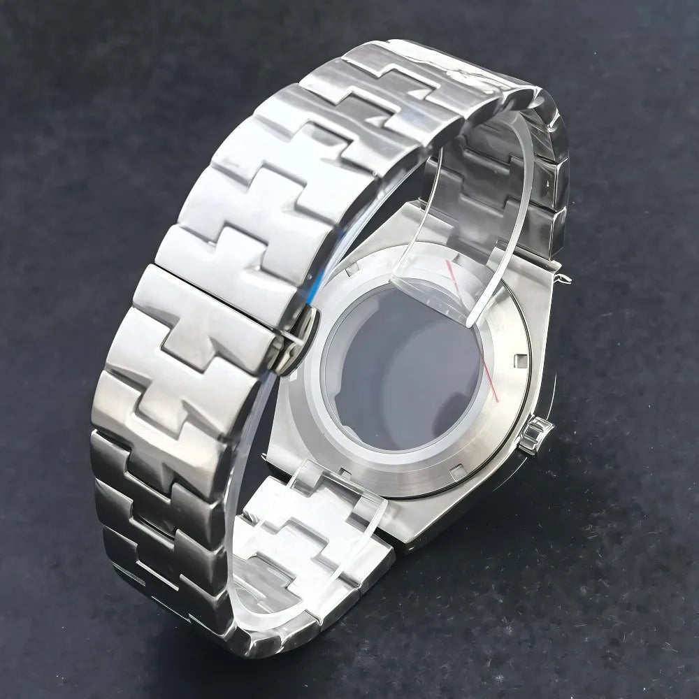 Overseas Watch Case 41mm fit 8215 Movement  Fit 33mm Dial accessories Steel Strap Gold and Silver are Available