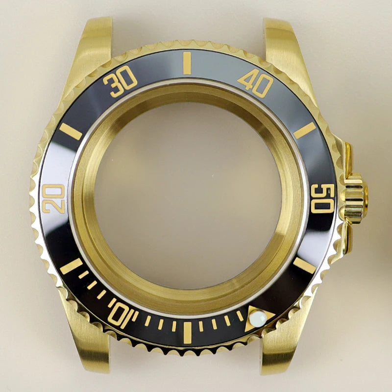 40MM PVD Gold Submariner Watch Case  GMT Yacht Master Polish Strap Sapphire Glass For NH35 NH36 NH34 NH38 Miyota 8215 Eta 2824 GMT SUB Yacht 20ATM waterproof