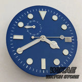 29mm Sterile TMI NH37 Watch Dial Hand Set Black Blue Green Dial Silver Orange Index Green Luminous