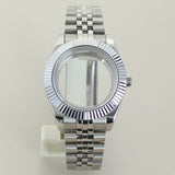Silver DateJust Watch Case Two Tone Watch Case 39mm 36mm Fluted Sapphire Crystal For Seiko NH35 NH36 NH38 NH34 Miyota 8215 Movement 28.5 Dial Jubilee Bracelet (Copy)