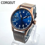 Corgeut Chronograph Watch CG2022 Sapphire 42MM  Asia 6497 Seagull St3600 Automatic Glass Back 3Bar pilot