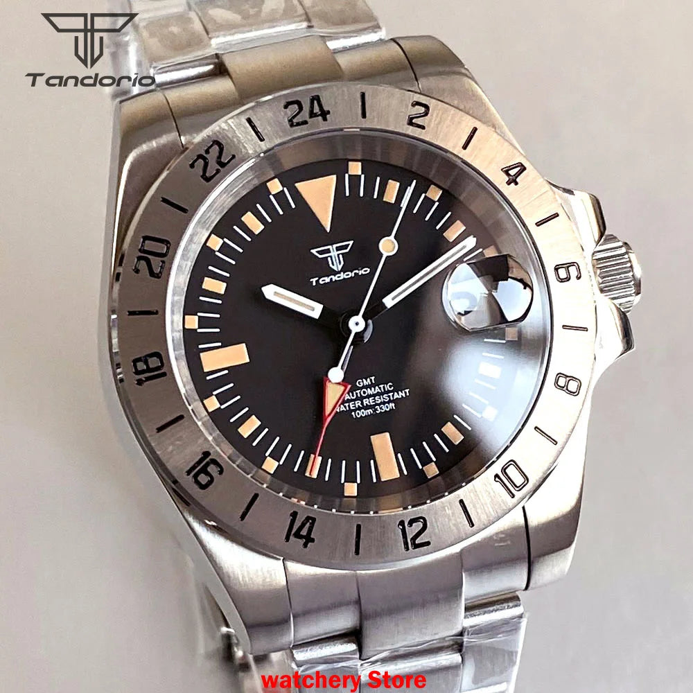 GMT Watch Fixed Bezel 40mm Tandorio TD229F 10ATM NH34A Movement Sapphire
