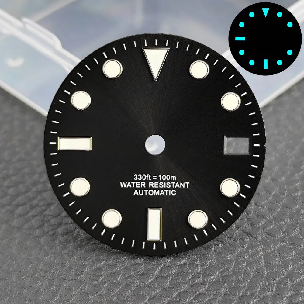 28.5mm blue lume NH35 NH34 Dial Single Calendar Submariner style with Hands Watches accessory