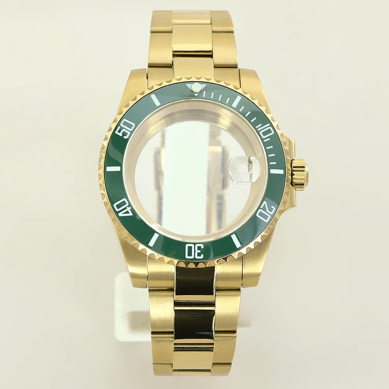40MM PVD Gold Submariner Watch Case  GMT Yacht Master Polish Strap Sapphire Glass For NH35 NH36 NH34 NH38 Miyota 8215 Eta 2824 GMT SUB Yacht 20ATM waterproof