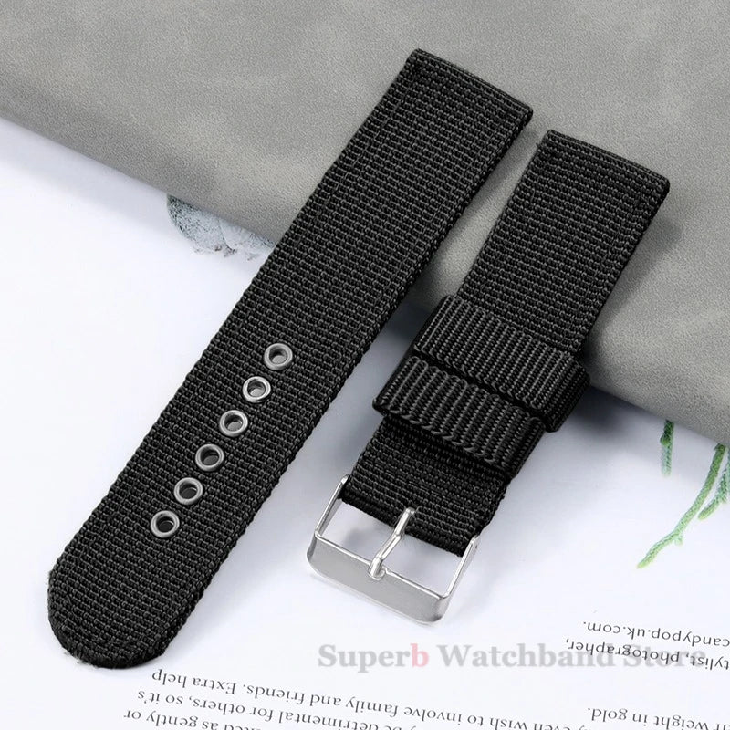 Nylon Canvas Watch Band 16mm 18mm 20mm 22mm Woven Soft Belt Universal Bracelet for Men Women Sport Quick Release Wrist Band