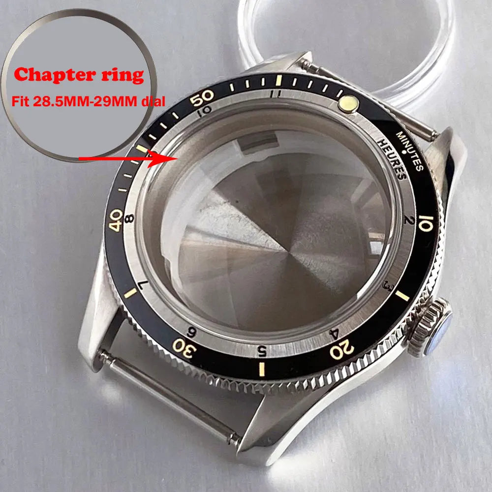 40mm Diver Watch Case Serica Double Domed Sapphire Chapter Ring 200m Waterproof  Men Watch Case Fit NH35 NH36 NH38 ETA2824 PT5000 Movement Part