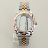 Rose Gold Datejust Watch Case Two Tone Rose Gold Case 39mm 36mm Fluted Sapphire Crystal For Seiko NH35 NH36 NH38 NH34 Miyota 8215 Movement 28.5 Dial