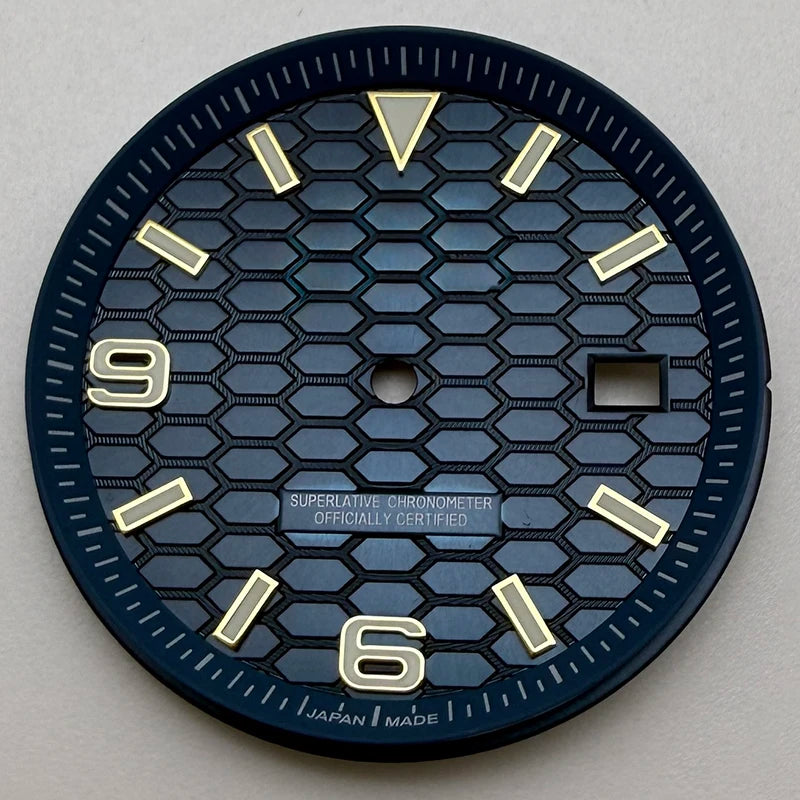 33.8mm NH35 Dial S Logo Gold Sterile Honeycomb Dial Suitable For NH35/NH36 Automatic Movement Vertical Lines Watch Accessories