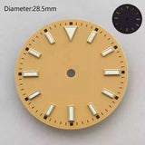 28.5mm NH35 double bar watch dial luminous grass green red dark blue yellow dial for NH35 automatic movement watch accessories can customize logo