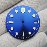 New 28.5mm Watch Dial BGW9/C3 Blue Green Luminous Watch Faces Sunray Dial Watch Accessories for NH35/NH36/4R/7S Movement