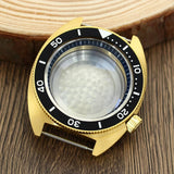 41mm Gold PVD Captain Willard Watch Case Domed Sapphire Tuna Turtle for Seiko MOD NH35 NH36 NH34 4R36 Movts Abalone Screw Crown
