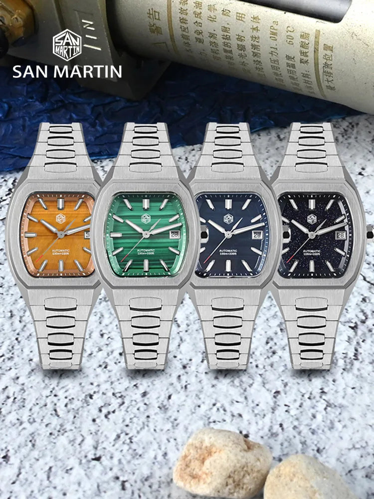 San Martin Dress Watch SN0145 39.5mm Tonneau Luxury Mineral Dial  PT5000 SW200 Automatic AR Sapphire Luminous