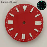 28.5mm NH35 double bar watch dial luminous grass green red dark blue yellow dial for NH35 automatic movement watch accessories can customize logo