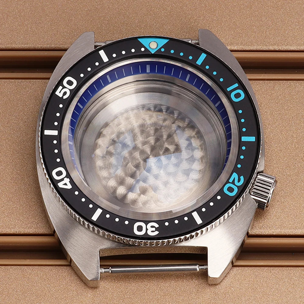 41mm Mod Turtle Watch Case Sapphire Glass Waterproof For Abalone/tuna mouth Captain Willard TMI NH35 NH36 NH38 4R Movement Stainless Steel Watch Accessories