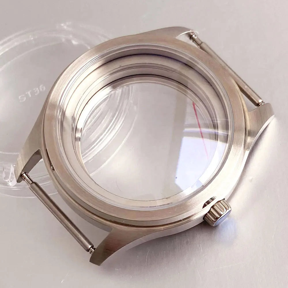 38mm Watch Case for ST1701 Silver Stainless Steel Watch with 31mm Dial Somed Sapphire 5ATM