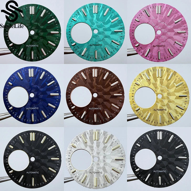 NH38 dial 28.5mm Texture Watch Dial Green Luminous Modification Watch Accessories  Watch Faces for NH38 Movement