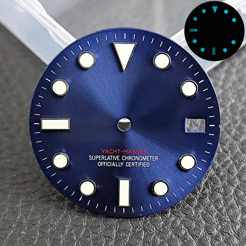 28.5mm blue lume NH35 NH34 Dial Single Calendar Submariner style with Hands Watches accessory