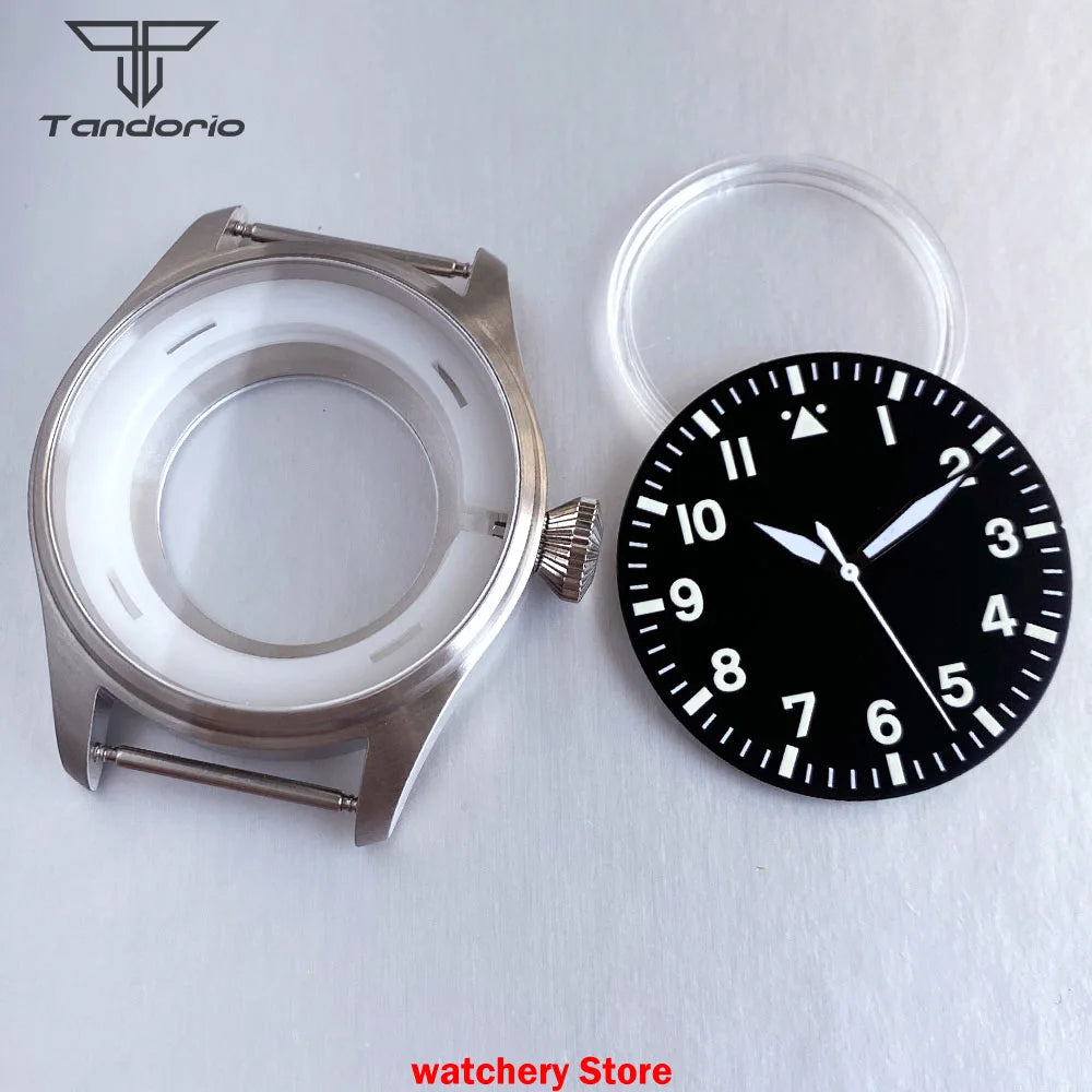 43mm Pilot Watch Case 38mm Dial for NH34 NH35 NH36 NH38 ETA2824 PT5000 ST2130 Movement Sapphire Glass 20ATM  Glass Back