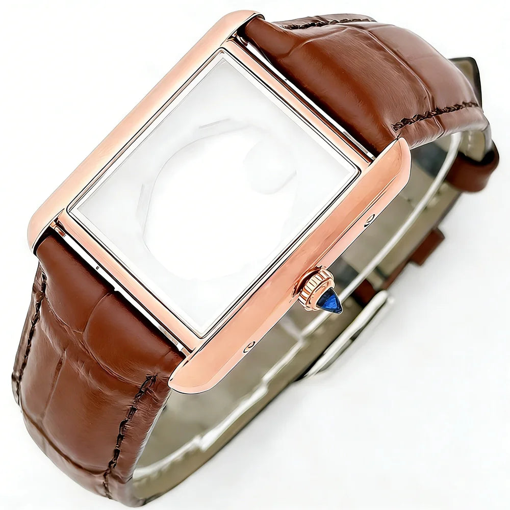 Women Tank Watch Case Roman Markers 27*35mm No Logo For Seiko VJ24 Quartz Movement Mod Parts