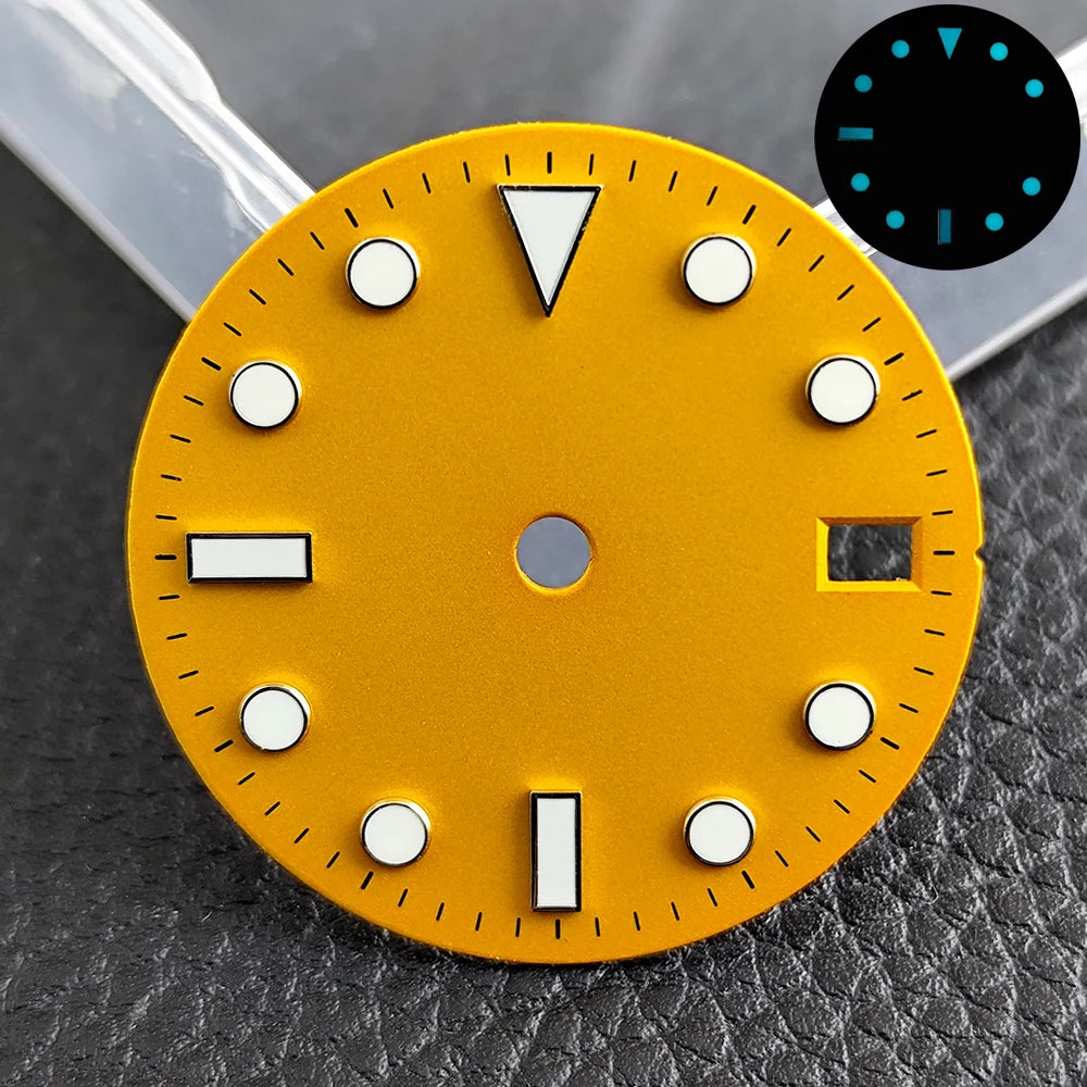 28.5mm blue lume NH35 NH34 Dial Single Calendar Submariner style with Hands Watches accessory