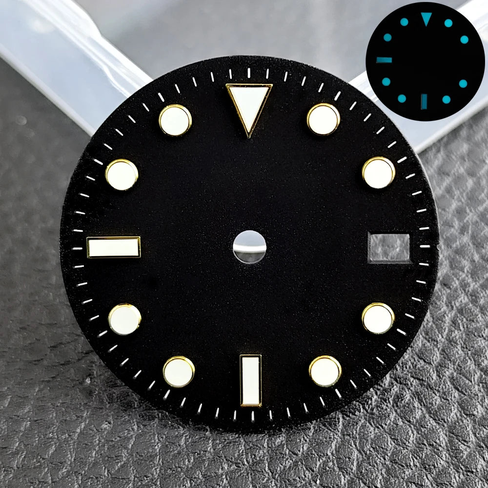 28.5mm blue lume NH35 NH34 Dial Single Calendar Submariner style with Hands Watches accessory