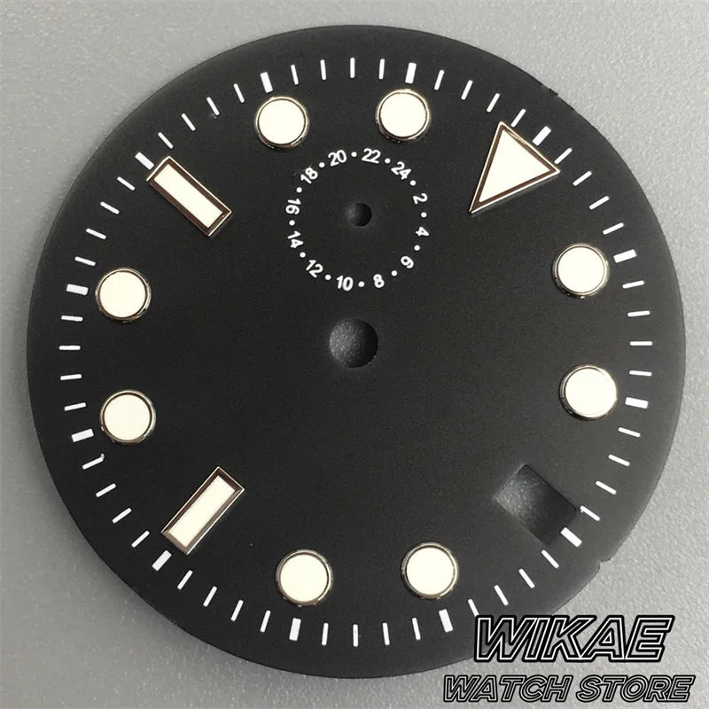 29mm Sterile TMI NH37 Watch Dial Hand Set Black Blue Green Dial Silver Orange Index Green Luminous