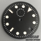 29mm Sterile TMI NH37 Watch Dial Hand Set Black Blue Green Dial Silver Orange Index Green Luminous