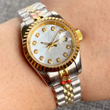 26mm Lady Watch Dress Silver Rose Gold Fluted Bezel  Pink MOP Diamond Dial Sapphire NH05 Automatic movement Watches for Women