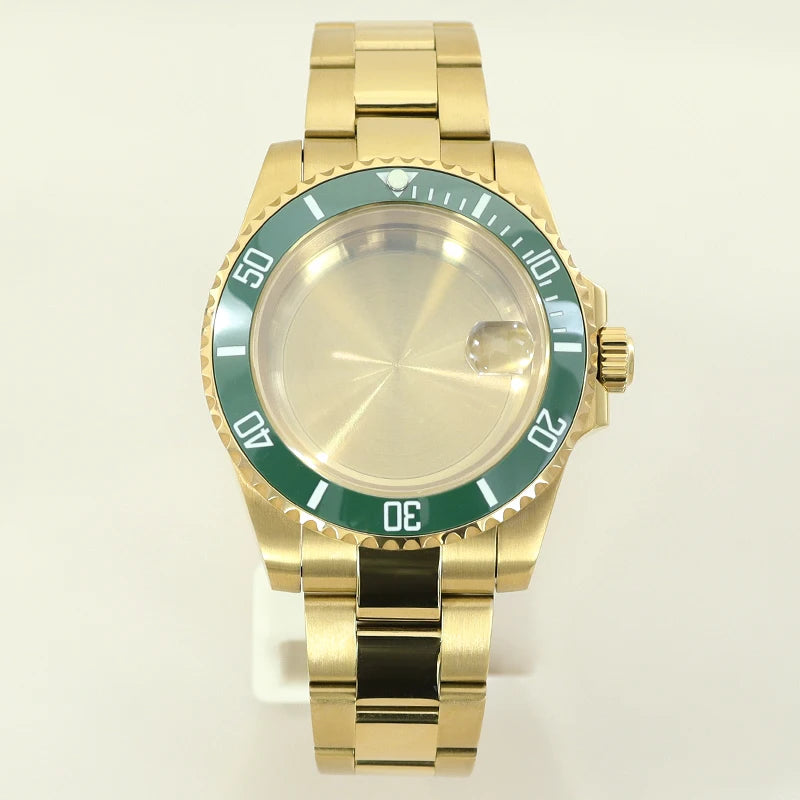 40MM PVD Gold Submariner Watch Case  GMT Yacht Master Polish Strap Sapphire Glass For NH35 NH36 NH34 NH38 Miyota 8215 Eta 2824 GMT SUB Yacht 20ATM waterproof