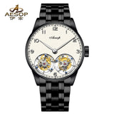 42mm AESOP 7108 Double Flying Tourbillon Movement Watch For Men Skeleton Mechanical Luxury Watches Wterproof Wristwatches Sapphire