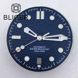 31mm seamaster Wave Watch Dial Hand Set 6 O'clock Date Window Black White Blue Green Fit NH35 Movement Luminus