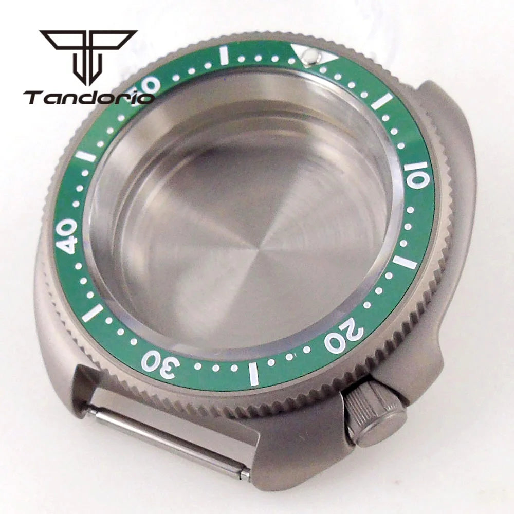 44mm Titanium Turtle Watch Case 6105 Abalone Captain Williard 200M Waterproof Anti-allergy Watch Case Ceramic Bezel Sapphire Fit NH34 NH35 NH36 NH38 ETA2824 PT5000 ST2130 Movt