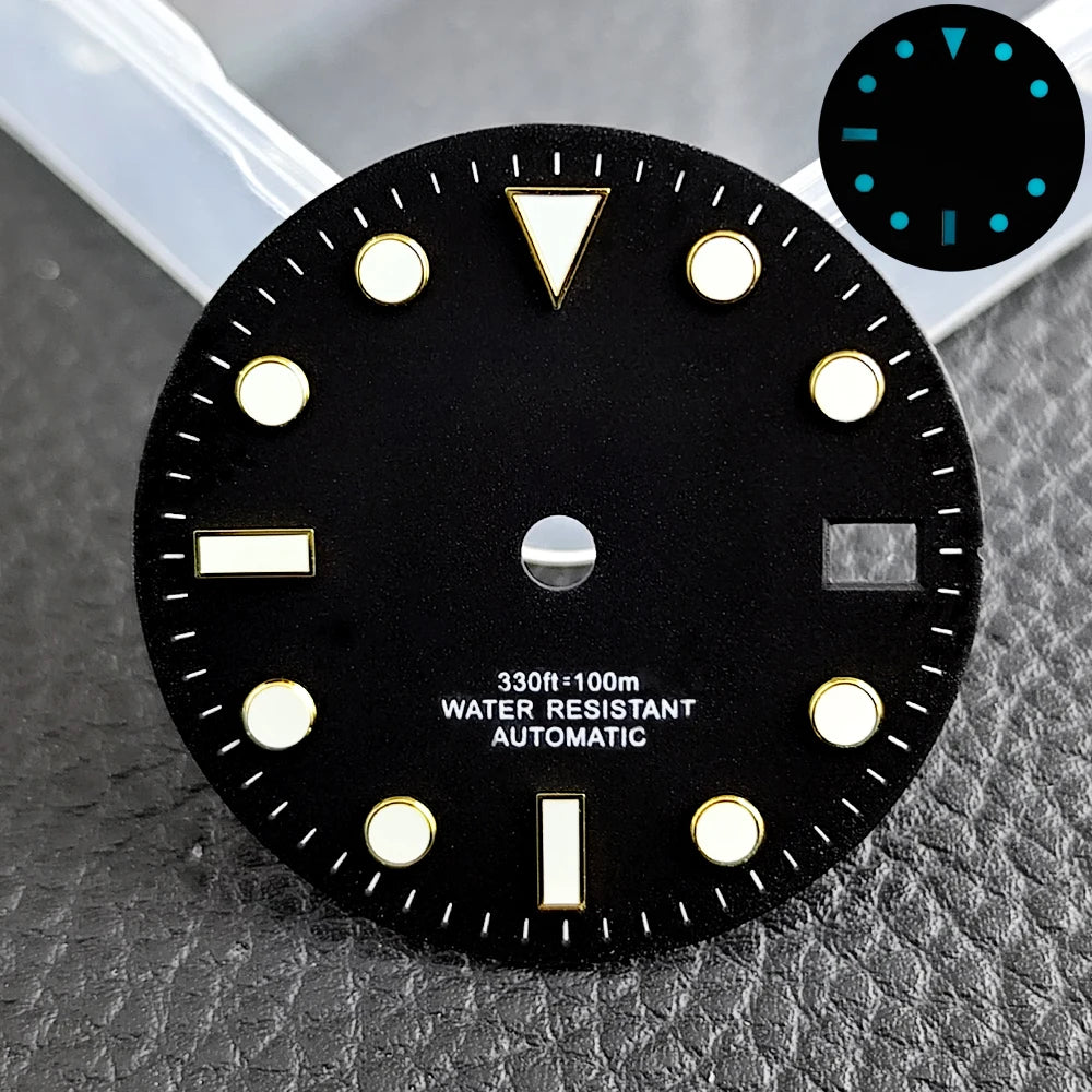 28.5mm blue lume NH35 NH34 Dial Single Calendar Submariner style with Hands Watches accessory